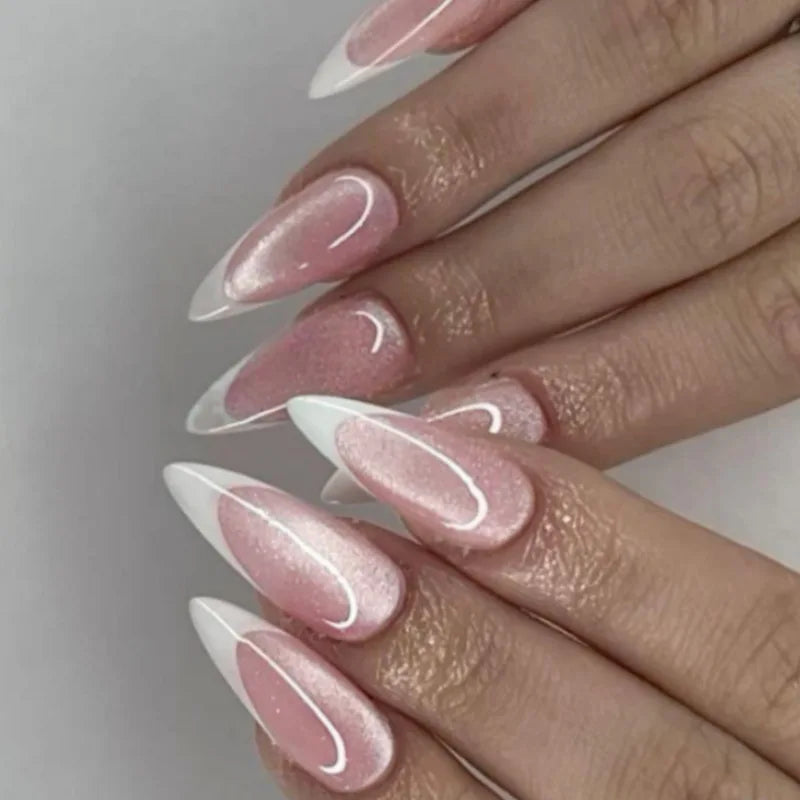 24Pcs -12 Sizes Acrylic CatEyes Press On Nails