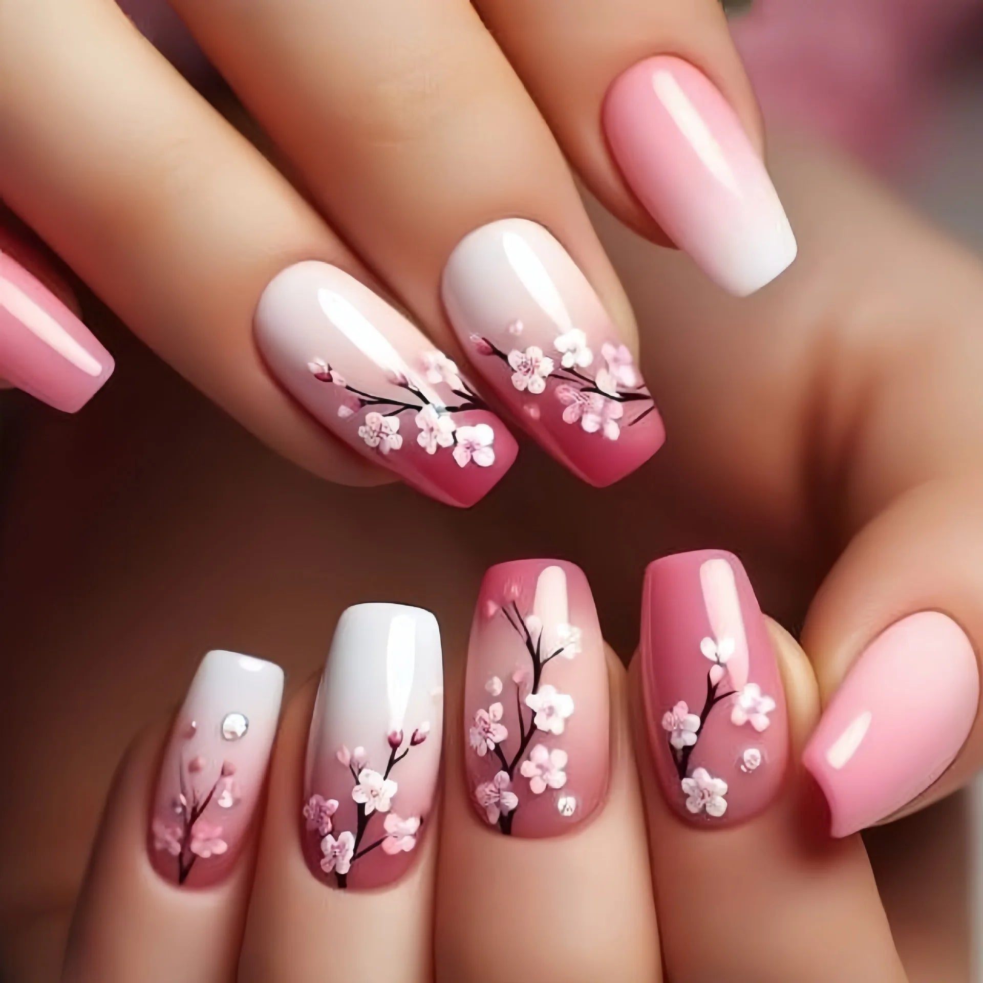 24Pcs -12 Sizes Acrylic Press On Nails