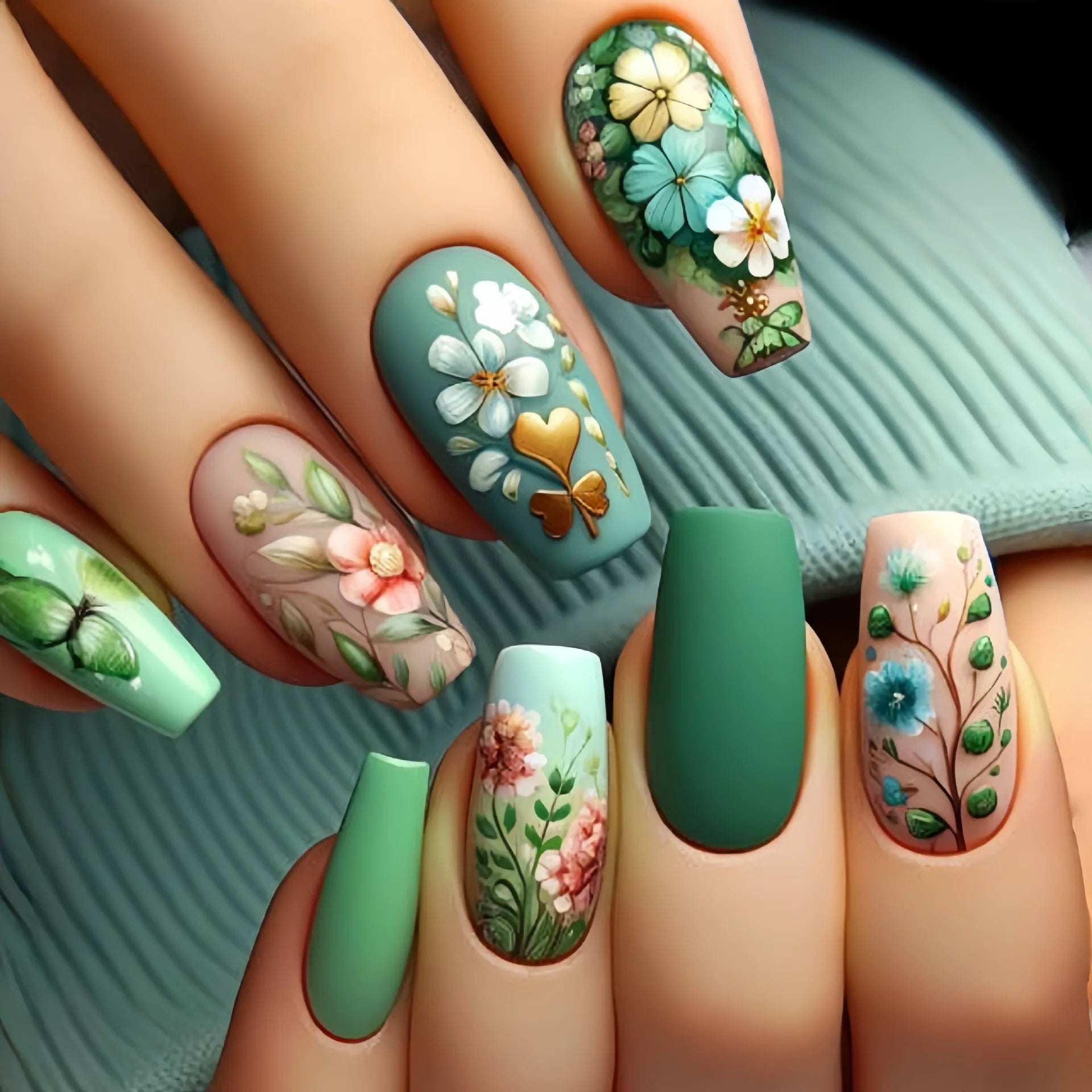 24Pcs -12 Sizes Acrylic Press On Nails