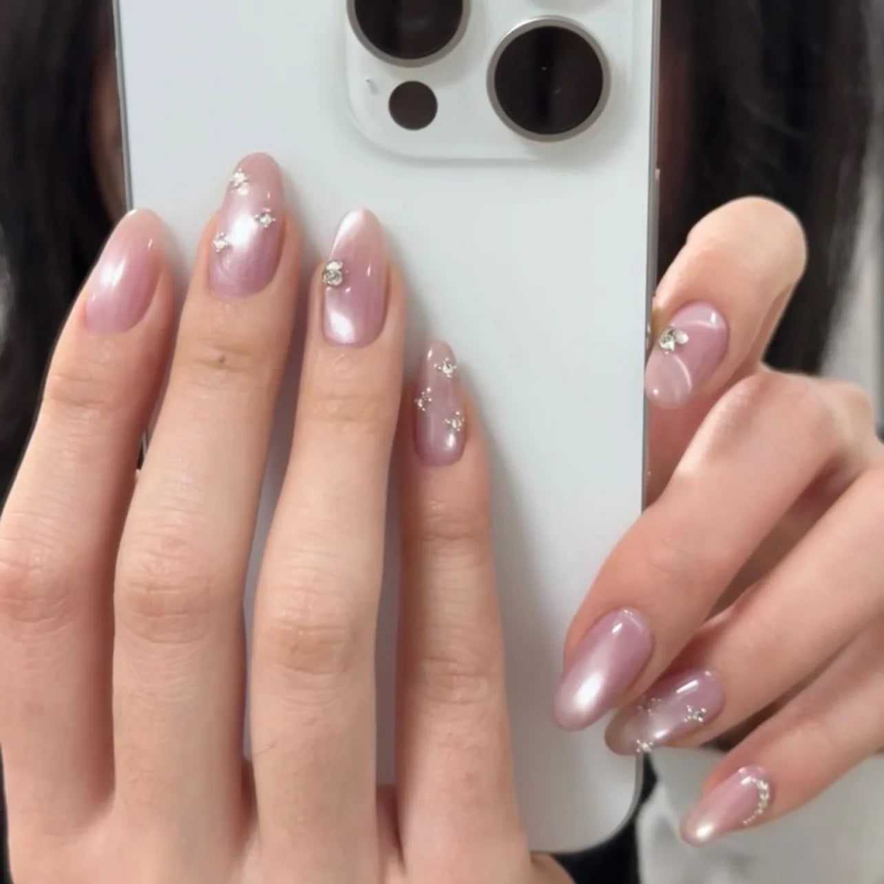 24Pcs -12 Sizes Acrylic CatEyes Press On Nails