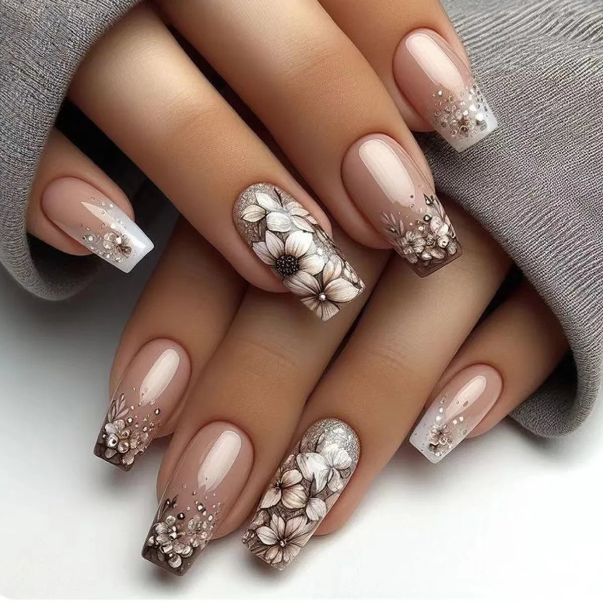 24Pcs -12 Sizes Acrylic Press On Nails