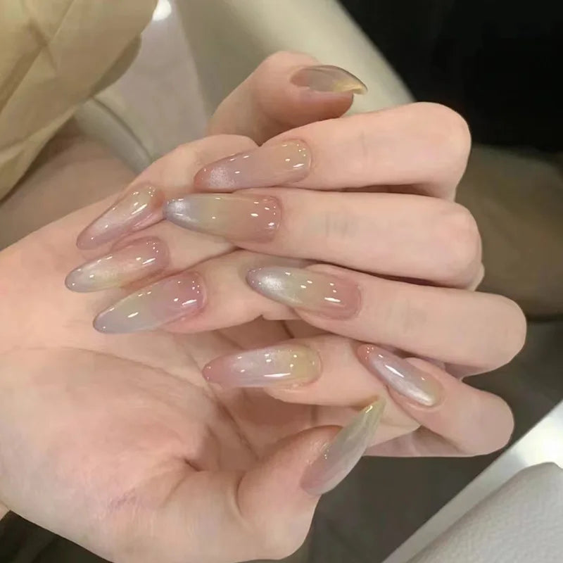 24Pcs -12 Sizes Acrylic CatEyes Press On Nails