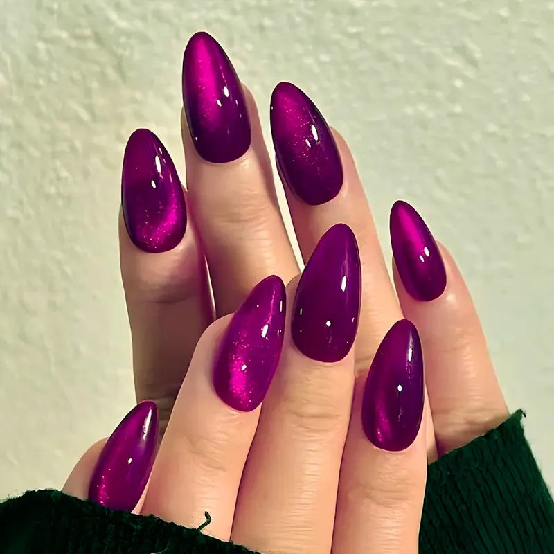 24Pcs -12 Sizes Acrylic CatEyes Press On Nails