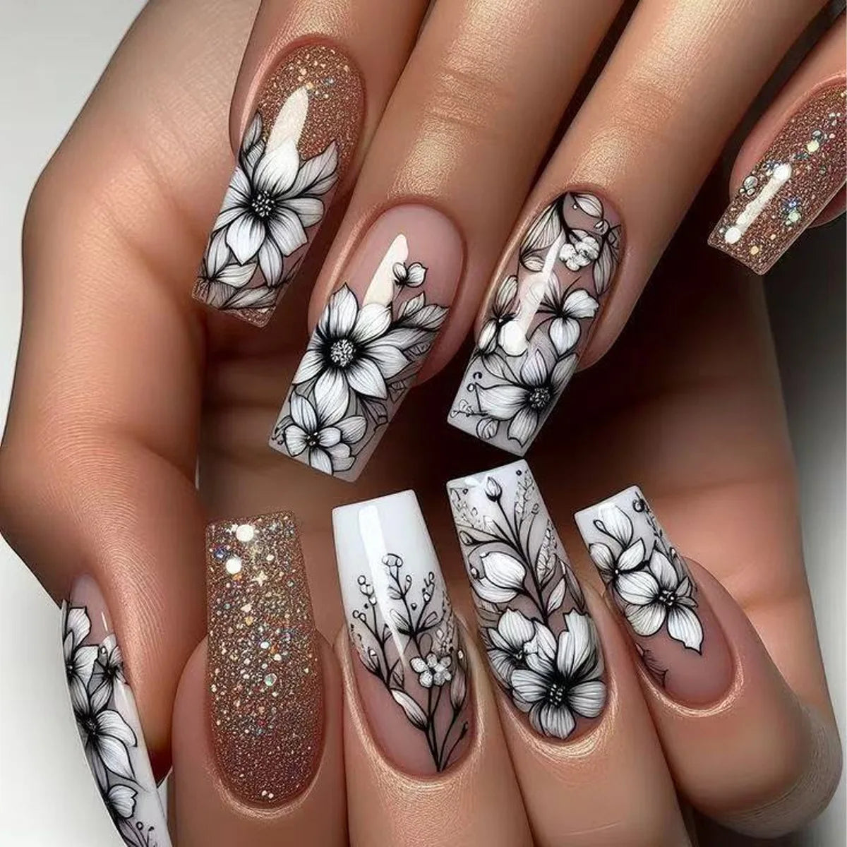 24Pcs -12 Sizes Acrylic Press On Nails