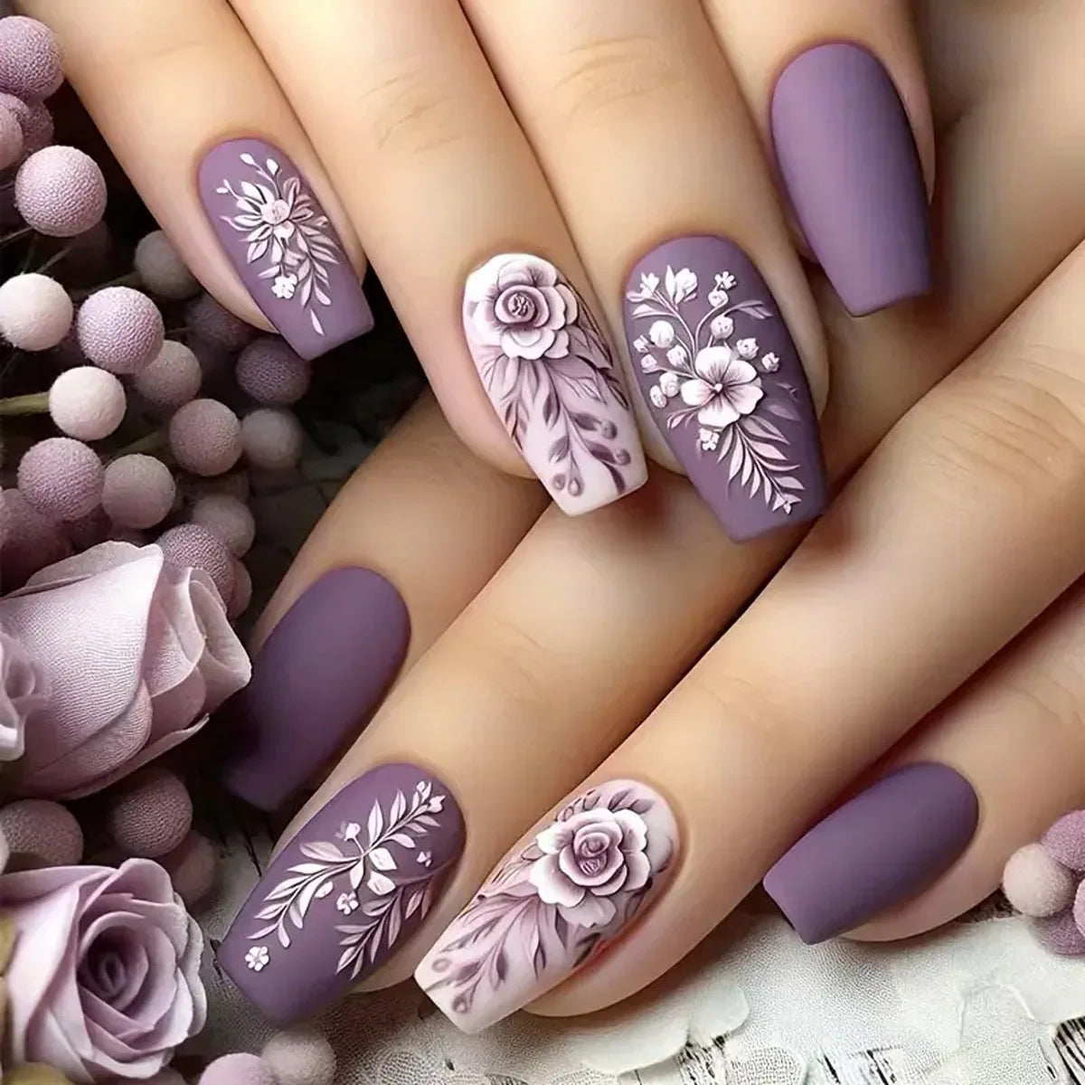 24Pcs -12 Sizes Acrylic Press On Nails
