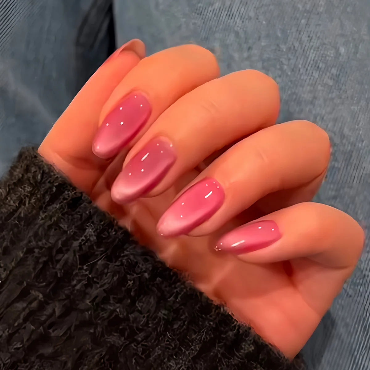24Pcs -12 Sizes Acrylic CatEyes Press On Nails