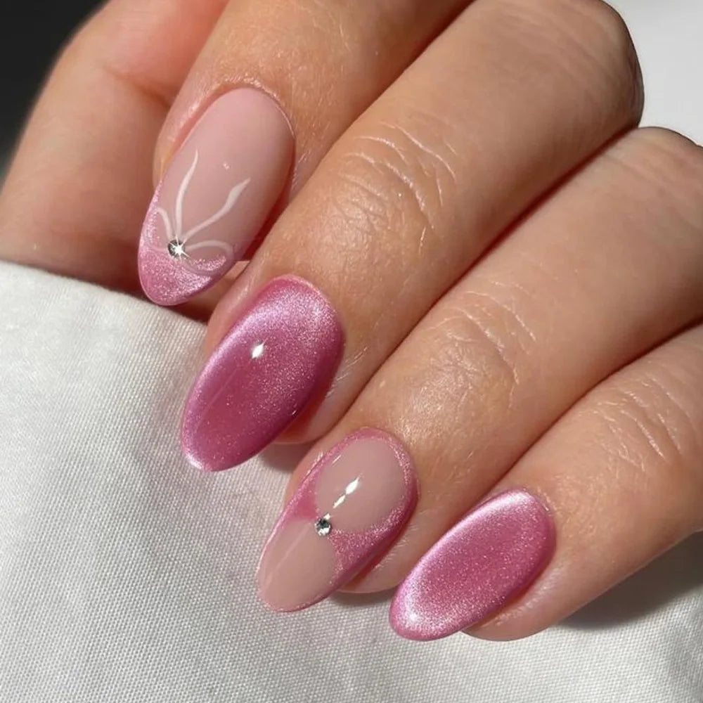 24Pcs -12 Sizes Acrylic CatEyes Press On Nails